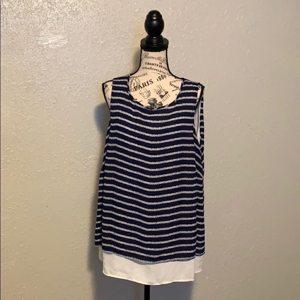 Mercer & Madison Nautical Blue & White Tank Top size 1X